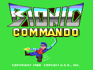 Bionic Commando title screen for Commodore 64